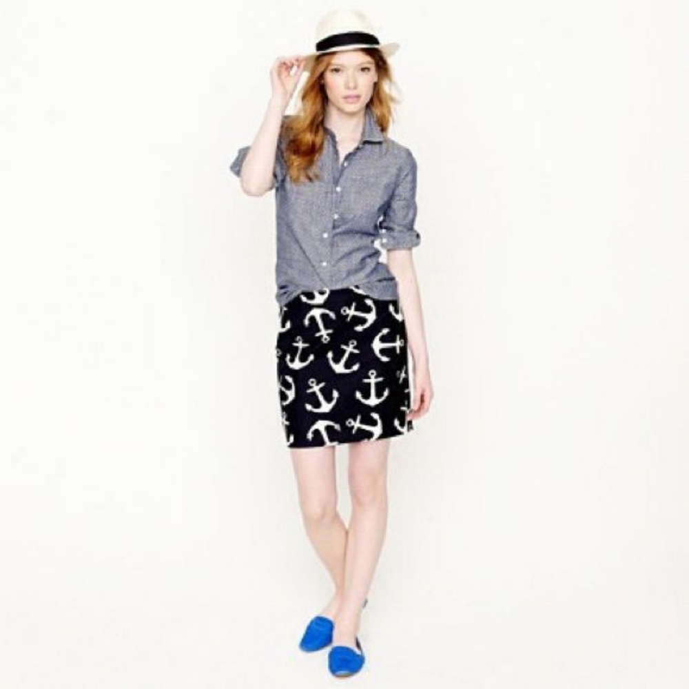 J. Crew Postage Stamp Mini Skirt in Dizzy Anchors